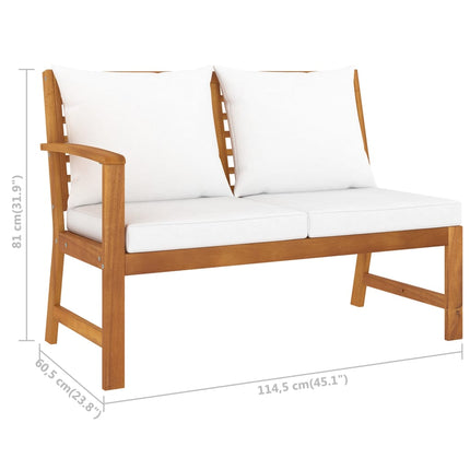 4 Piece Patio Lounge Set with Cushion Cream Solid Acacia Wood