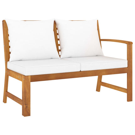6 Piece Patio Lounge Set with Cushion Cream Solid Acacia Wood