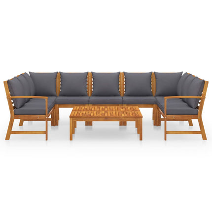 9 Piece Patio Lounge Set with Cushion Solid Acacia Wood