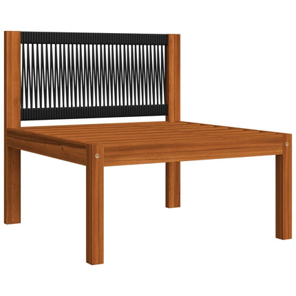 5 Piece Garden Lounge Set with Cushions Cream Wood Acacia&Rope
