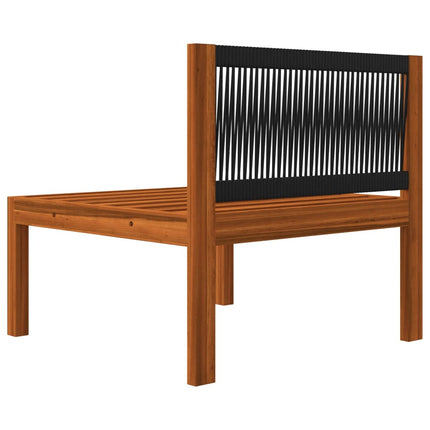 5 Piece Garden Lounge Set with Cushions Cream Wood Acacia&Rope