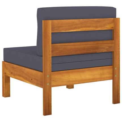 3-Seater Patio Sofa with Dark Gray Cushions Acacia Wood