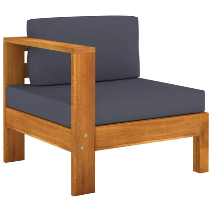 6 Piece Patio Lounge Set with Dark Gray Cushions Acacia Wood
