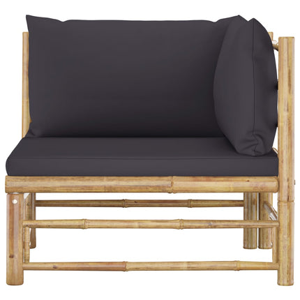 2 Piece Patio Lounge Set with Dark Gray Cushions Bamboo