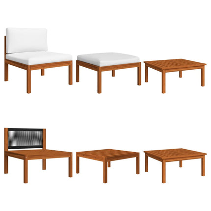 3 Piece Garden Lounge Set with Cushions Wood Acacia&Rope