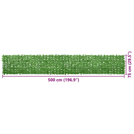 Balcony Screen with Green Leaves 196.9"x29.5