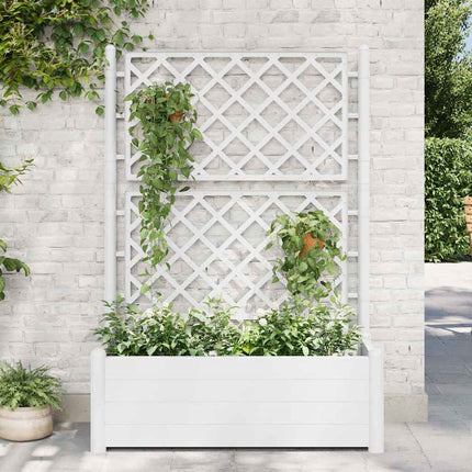 Garden Planter with Trellis 39.4"x16.9"x55.9" PP White