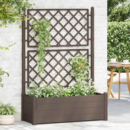 Garden Planter with Trellis 39.4"x16.9"x55.9" PP Mocha