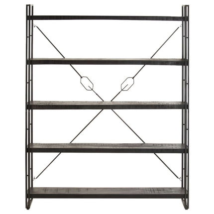 5-Tier Bookcase Black 55.1"x11.8"x70.9" Solid Mango Wood