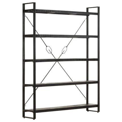 5-Tier Bookcase Black 55.1"x11.8"x70.9" Solid Mango Wood