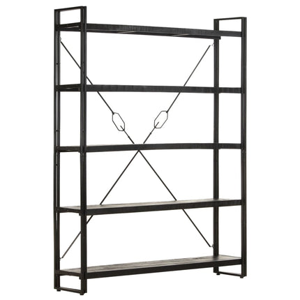 5-Tier Bookcase Black 55.1"x11.8"x70.9" Solid Mango Wood