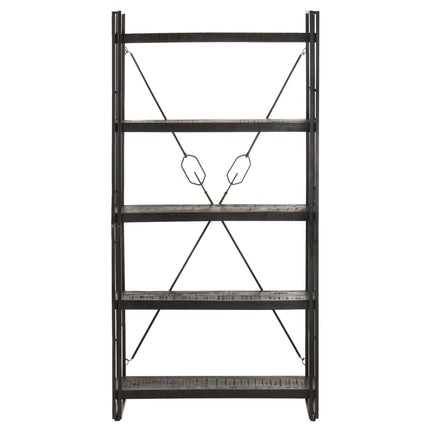 5-Tier Bookcase Black 35.4"x11.8"x70.9" Solid Mango Wood