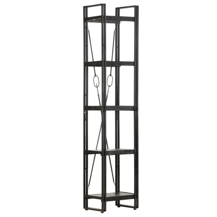 5-Tier Bookcase Black 15.7"x11.8"x70.9" Solid Mango Wood