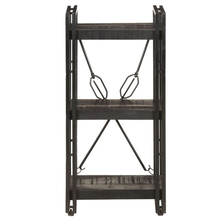 3-Tier Bookcase Black 15.7"x11.8"x31.5" Solid Mango Wood