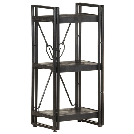 3-Tier Bookcase Black 15.7"x11.8"x31.5" Solid Mango Wood
