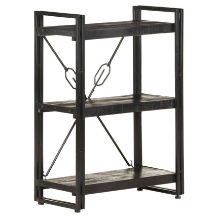 3-Tier Bookcase Black 23.6"x11.8"x31.5" Solid Mango Wood