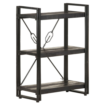 3-Tier Bookcase Black 23.6"x11.8"x31.5" Solid Mango Wood