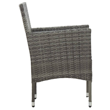 3 Piece Patio Dining Set Gray Poly Rattan and Acacia Wood
