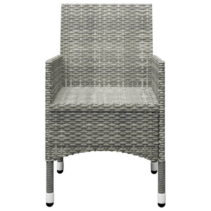 3 Piece Patio Bistro Set Poly Rattan and Tempered Glass Gray