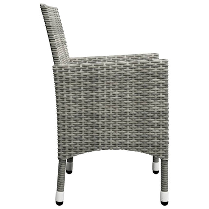 3 Piece Patio Bistro Set Poly Rattan and Tempered Glass Gray