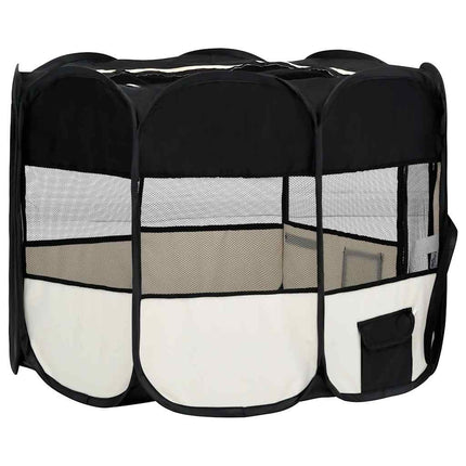 Foldable Dog Playpen with Carrying Bag Black 35.4"x35.4"x22.8