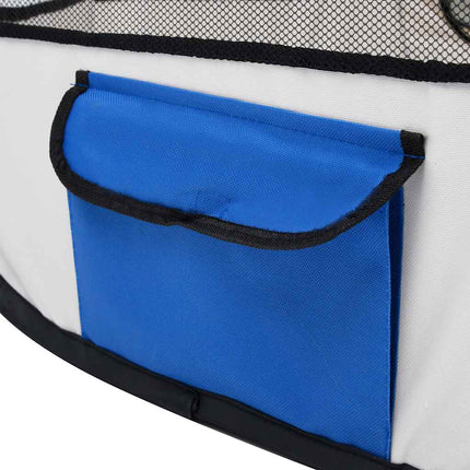 Foldable Dog Playpen with Carrying Bag Blue 35.4"x35.4"x22.8