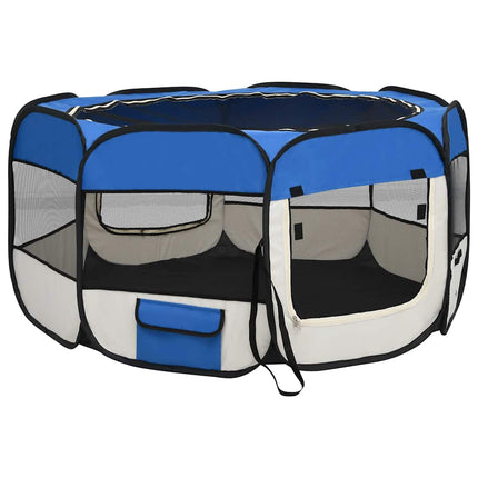 Foldable Dog Playpen with Carrying Bag Blue 49.2"x49.2"x24