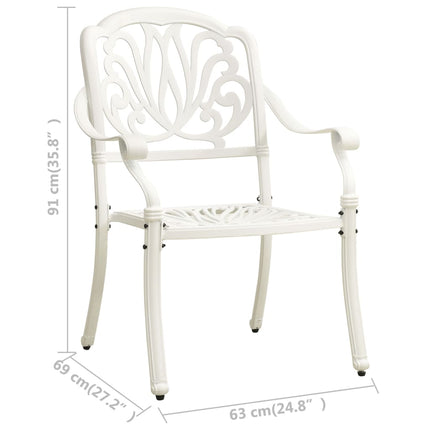 Patio Chairs 2 pcs Cast Aluminum White