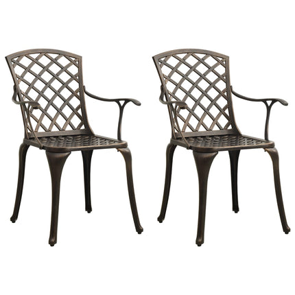 Patio Chairs 2 pcs Cast Aluminum Bronze