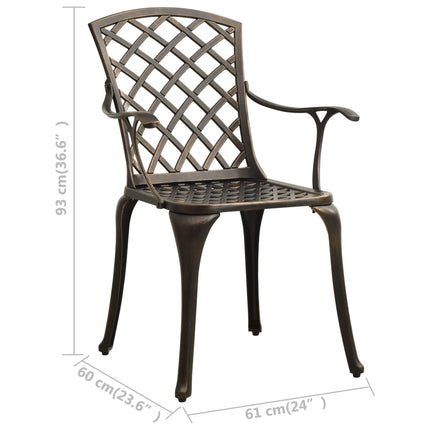 Patio Chairs 2 pcs Cast Aluminum Bronze