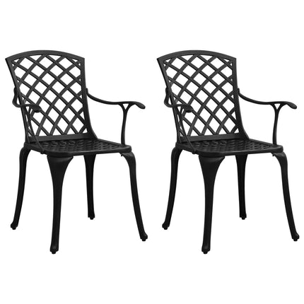 Patio Chairs 2 pcs Cast Aluminum Black
