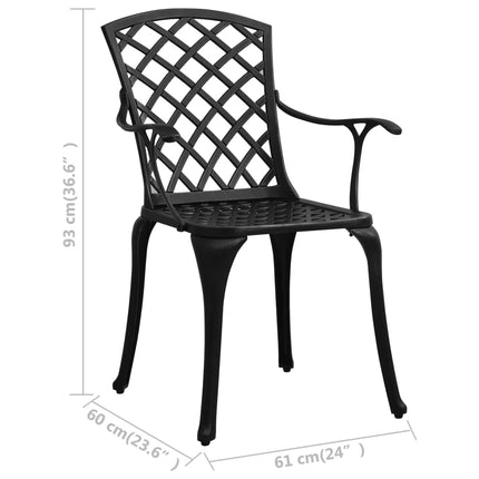 Patio Chairs 2 pcs Cast Aluminum Black