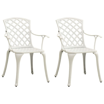 Patio Chairs 2 pcs Cast Aluminum White