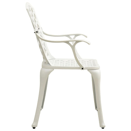Patio Chairs 2 pcs Cast Aluminum White