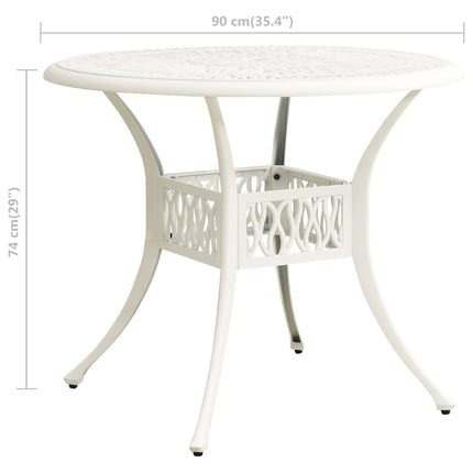 Patio Table White 35.4"x35.4"x29.1" Cast Aluminum