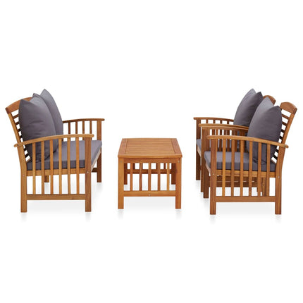 4 Piece Patio Lounge Set with Cushions Solid Acacia Wood