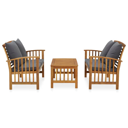 3 Piece Patio Lounge Set with Cushions Solid Acacia Wood