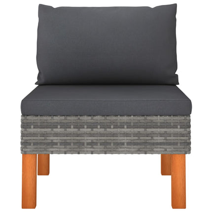 Middle Sofas 3 pcs Poly Rattan and Solid Eucalyptus Wood