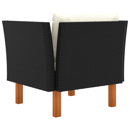 Patio Sofa Poly Rattan and Solid Eucalyptus Wood