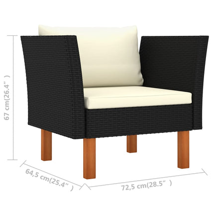 Patio Sofa Poly Rattan and Solid Eucalyptus Wood