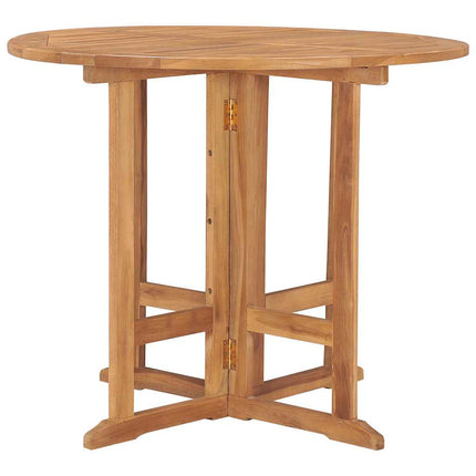 Folding Patio Dining Table Ø35.4"x29.5" Solid Teak Wood