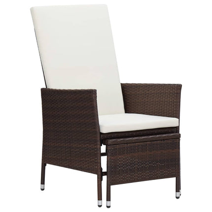 3 Piece Patio Lounge Set with Cushions Poly Rattan Brown