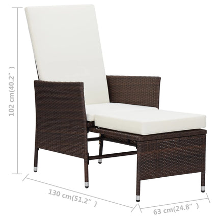 3 Piece Patio Lounge Set with Cushions Poly Rattan Brown