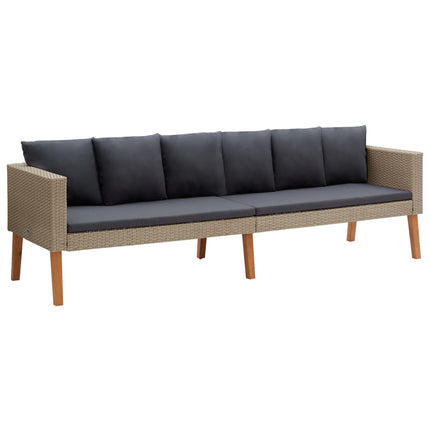 4 Piece Patio Lounge Set with Cushions Poly Rattan Beige