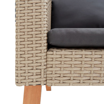 2 Piece Patio Lounge Set with Cushions Poly Rattan Beige
