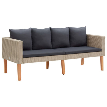 3 Piece Patio Lounge Set with Cushions Poly Rattan Beige