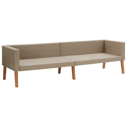 3 Piece Patio Lounge Set with Cushions Poly Rattan Beige
