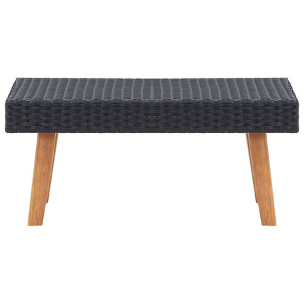 5 Piece Patio Lounge Set with Cushions Poly Rattan Black
