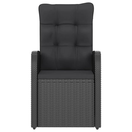 9 Piece Patio Dining Set with Cushions Poly Rattan Black