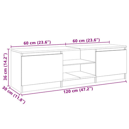 TV Cabinet with LED Lights Black 47.2x11.8x14.2
